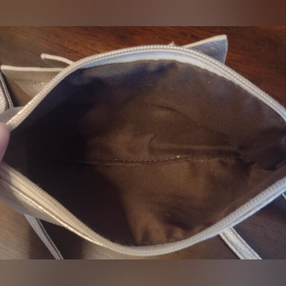 Gold Metallic Wristlet Purse With Ruffles  Studs - Picture 4 of 4